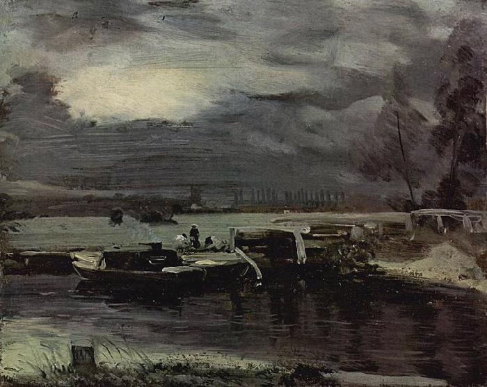 John Constable Boats on the Stour, Dedham Church in the background